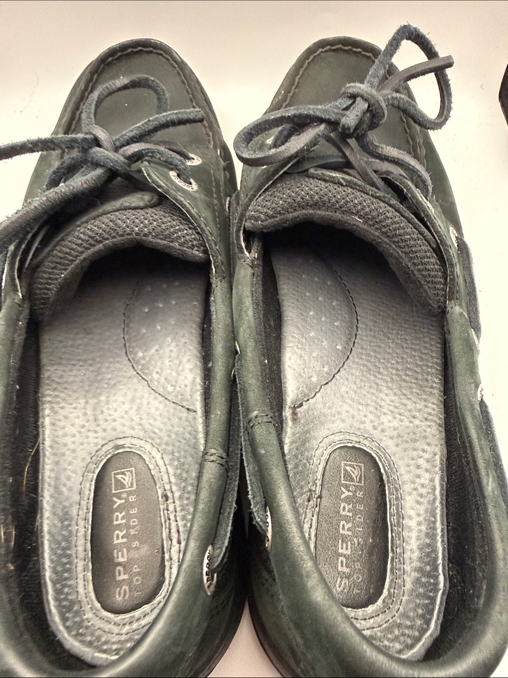 Sperry Women's Dark Green Leather Boat Shoes - Lace-Up Moccasin - Picture 5 of 7